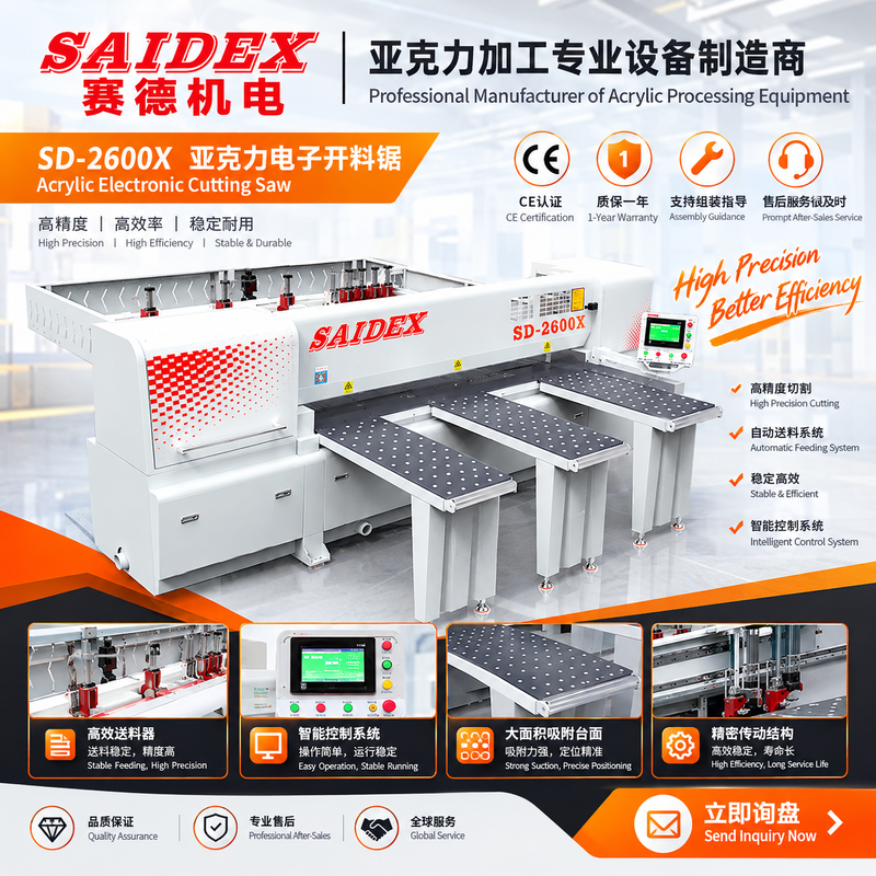 2600mm Sawing Width 80mm Sawing Thickness 16kW Total Power Acrylic Cutting Saw and Acrylic Cutting Machine for PMMA PS MS Sheets